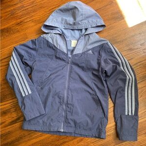 Adidas girls size large windbreaker purple stripes
